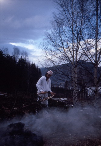 Kai Jomar preparing fire-wood